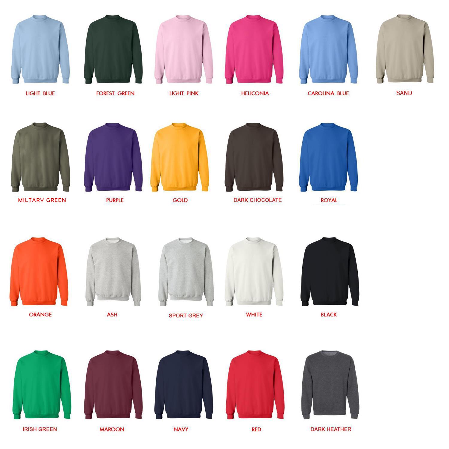 sweatshirt color chart - Arcane Shop