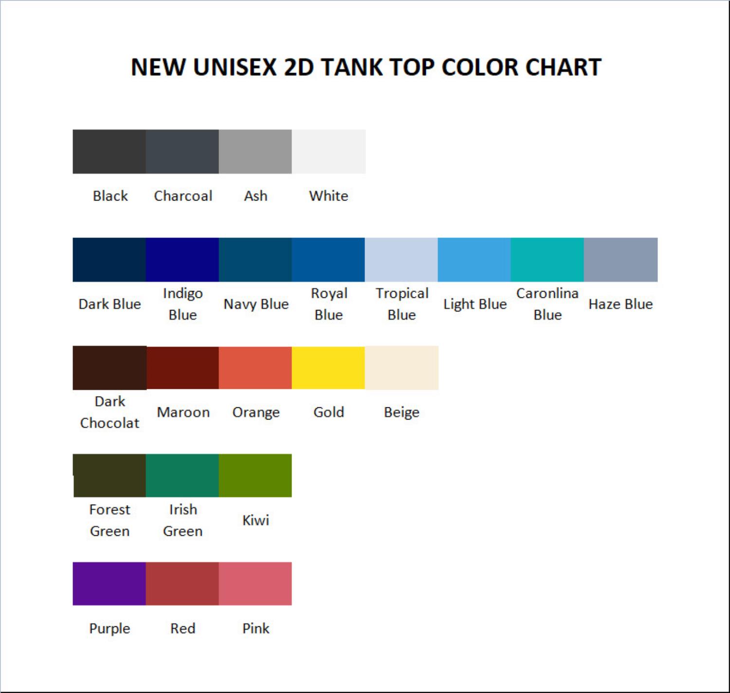 tank top color chart - Arcane Shop