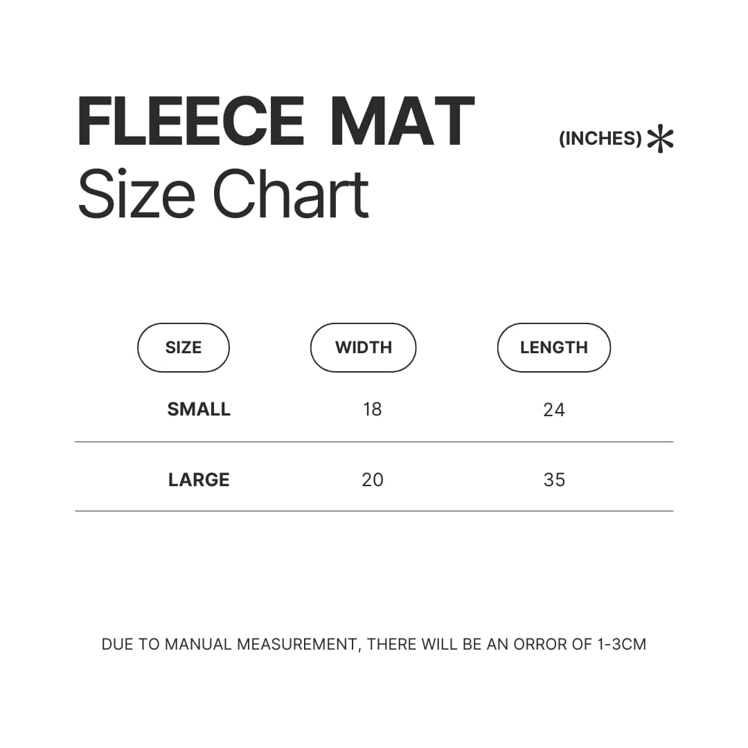 Fleece Mat Size Chart - Arcane Shop