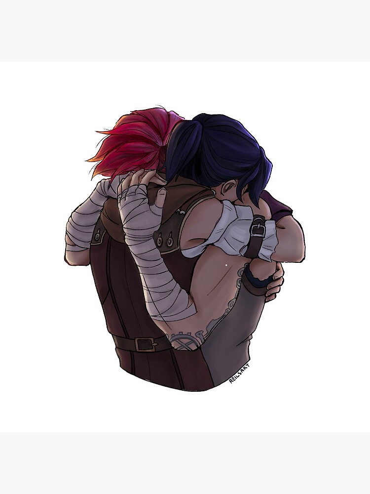 Jinx And V Hug Together Throw Pillow - Image 2