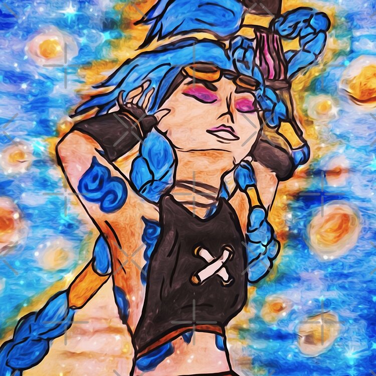 Jinx Powder Watercolour Fanart Arcane Starry Night Tote Bag - Image 2