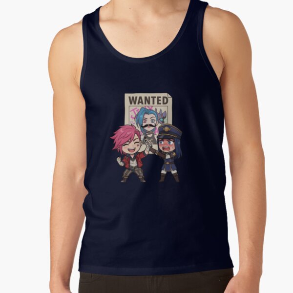 Arcane Vi And Caitlyn Wanted Jinx Poster Funny Arcane Fanart Tank Top - Image 5