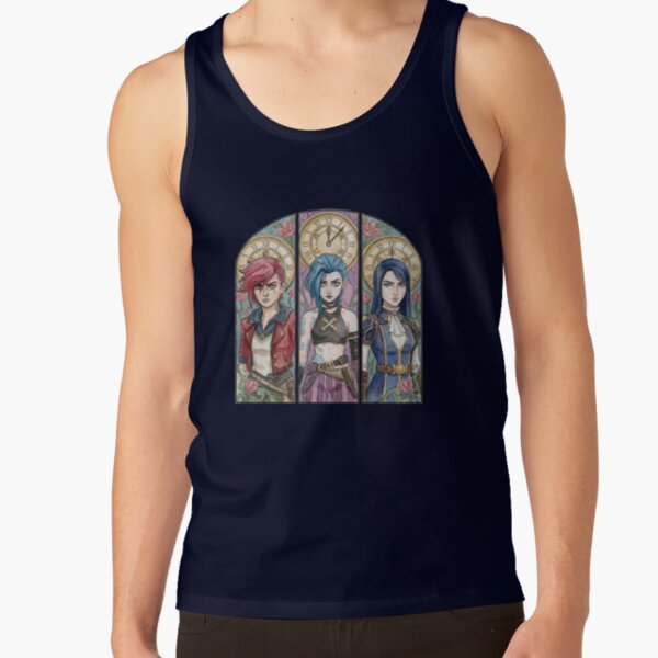 Arcane Watercolor Drawing Vi Jinx And Caitlyn Stained Glass Art Tank Top - Image 5