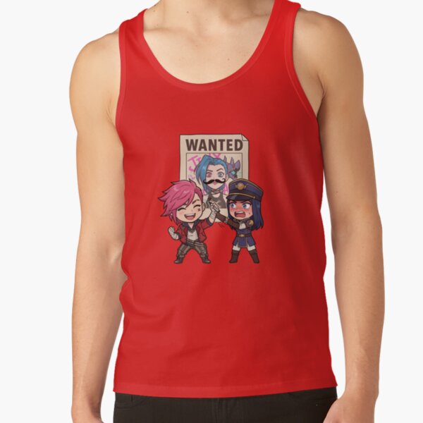 Arcane Vi And Caitlyn Wanted Jinx Poster Funny Arcane Fanart Tank Top - Image 4
