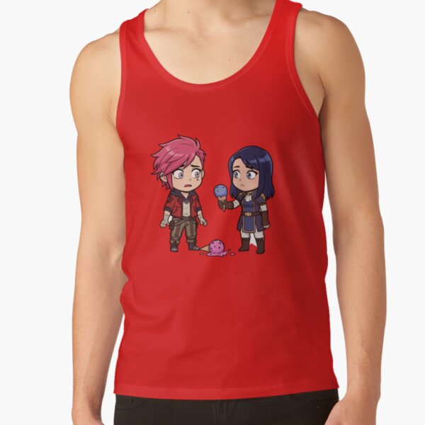 Sweet Chibi Vi And Caitlyn Arcane Ice Cream Moment Tee Tank Top - Image 4