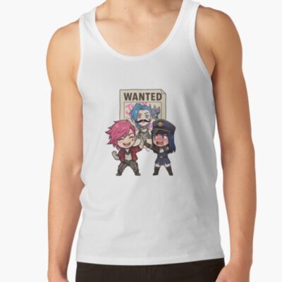 Arcane Vi And Caitlyn Wanted Jinx Poster Funny Arcane Fanart Tank Top