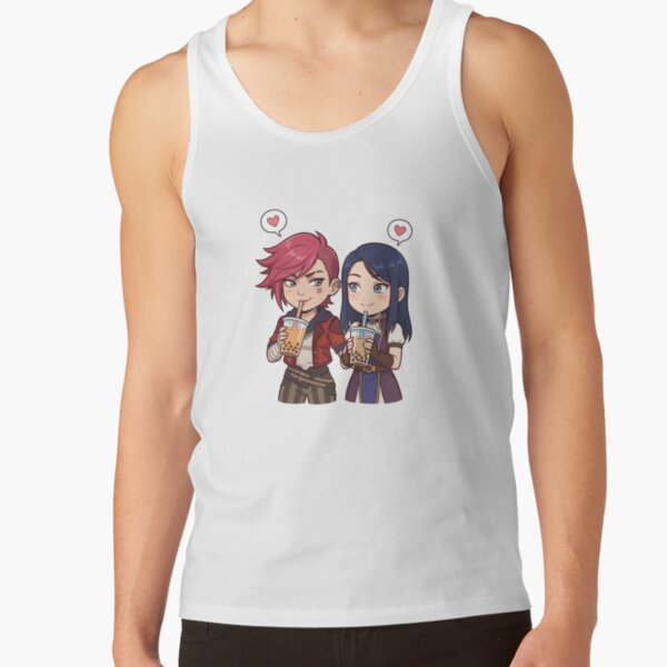 Cute Vi And Caitlyn From Arcane Boba Date Tee Tank Top - Image 2