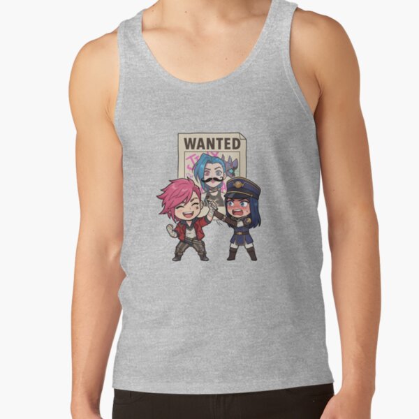 Arcane Vi And Caitlyn Wanted Jinx Poster Funny Arcane Fanart Tank Top - Image 3