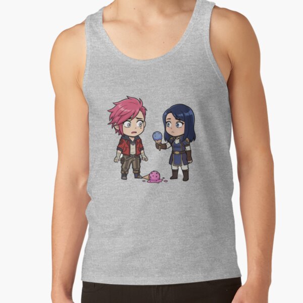 Sweet Chibi Vi And Caitlyn Arcane Ice Cream Moment Tee Tank Top - Image 3