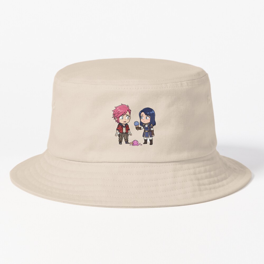 Sweet Chibi Vi And Caitlyn Arcane Ice Cream Moment Tee Bucket Hat