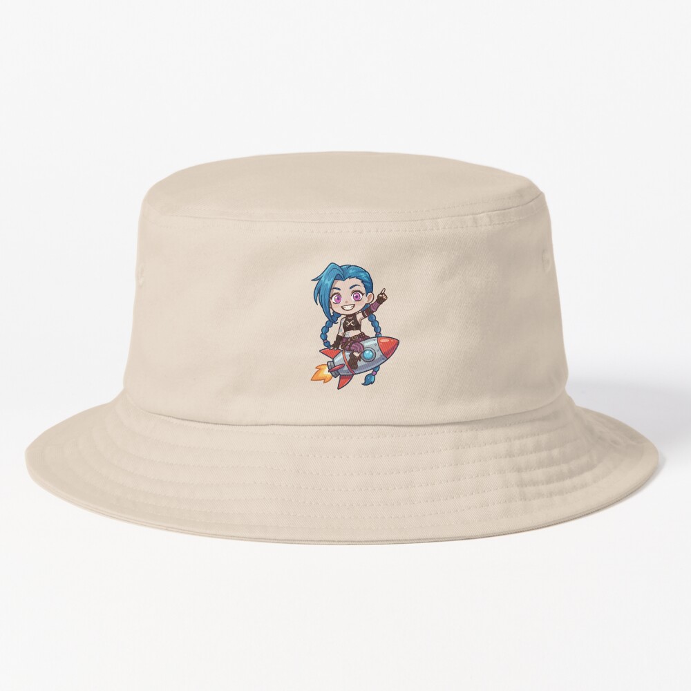Chibi Jinx Arcane Riding A Rocket Bucket Hat