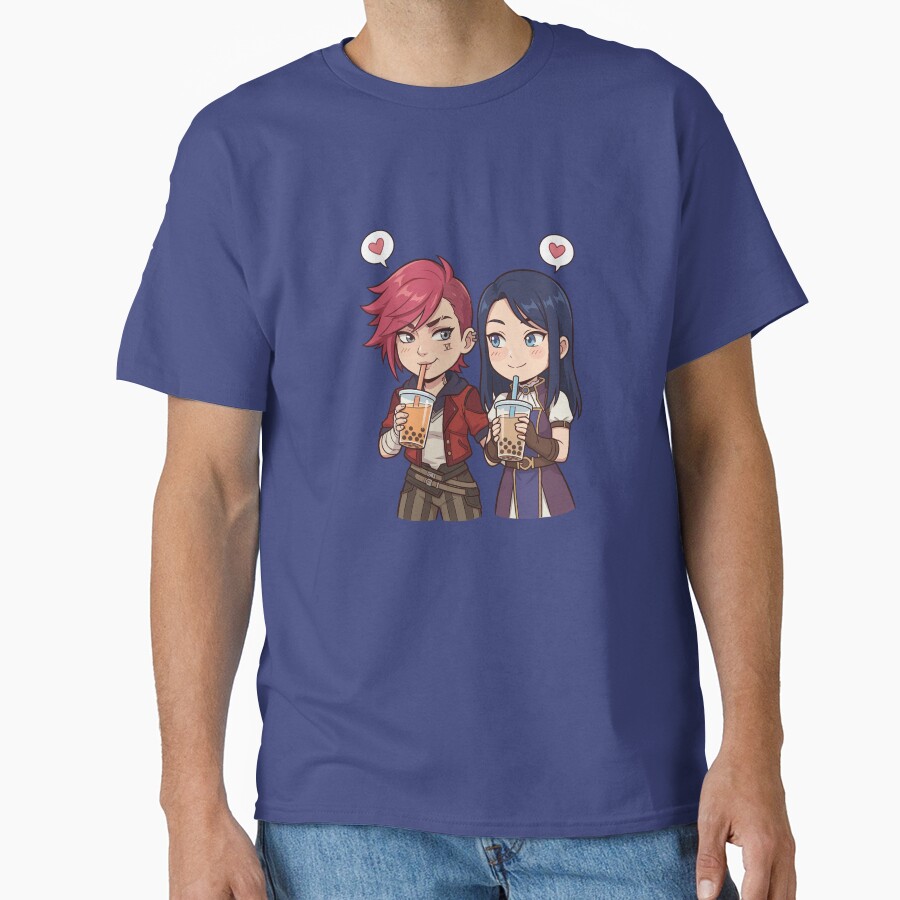 Cute Vi And Caitlyn From Arcane Boba Date Tee T-shirt - Image 4