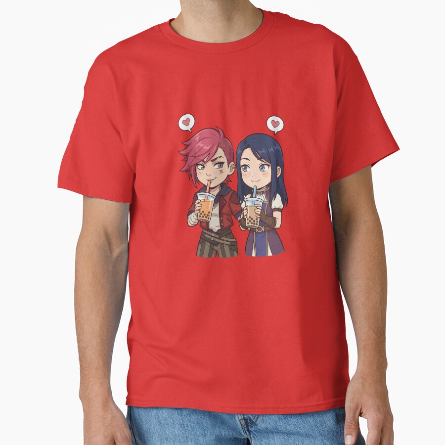 Cute Vi And Caitlyn From Arcane Boba Date Tee T-shirt - Image 5