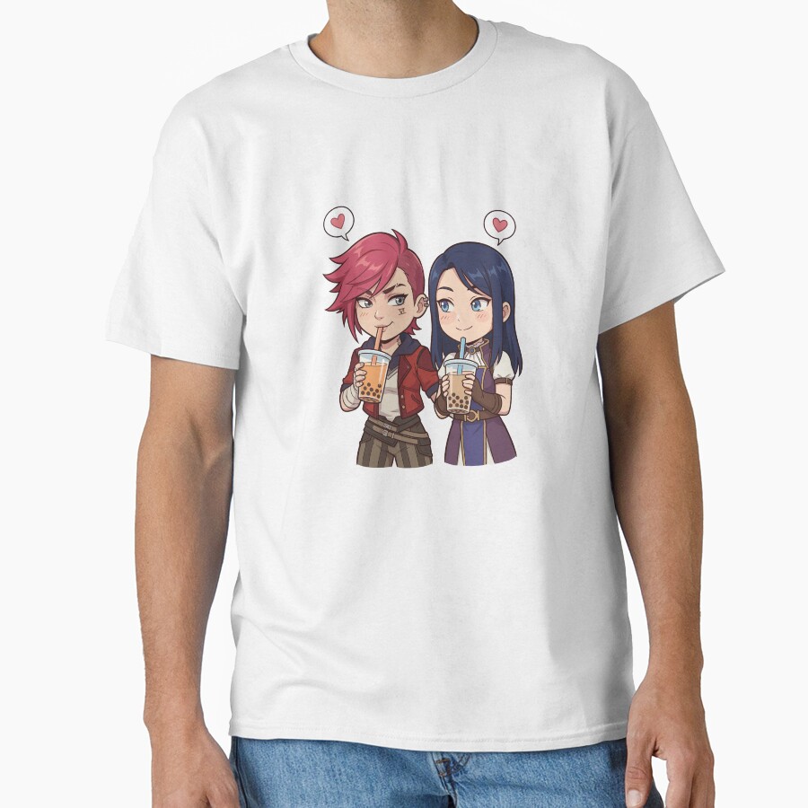 Cute Vi And Caitlyn From Arcane Boba Date Tee T-shirt - Image 2