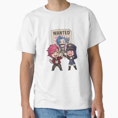 Arcane Vi And Caitlyn Wanted Jinx Poster Funny Arcane Fanart T-shirt