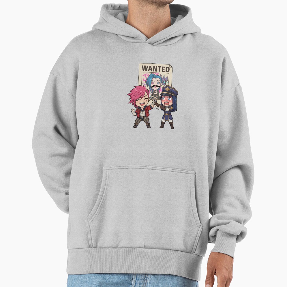 Arcane Vi And Caitlyn Wanted Jinx Poster Funny Arcane Fanart Hoodie - Image 4