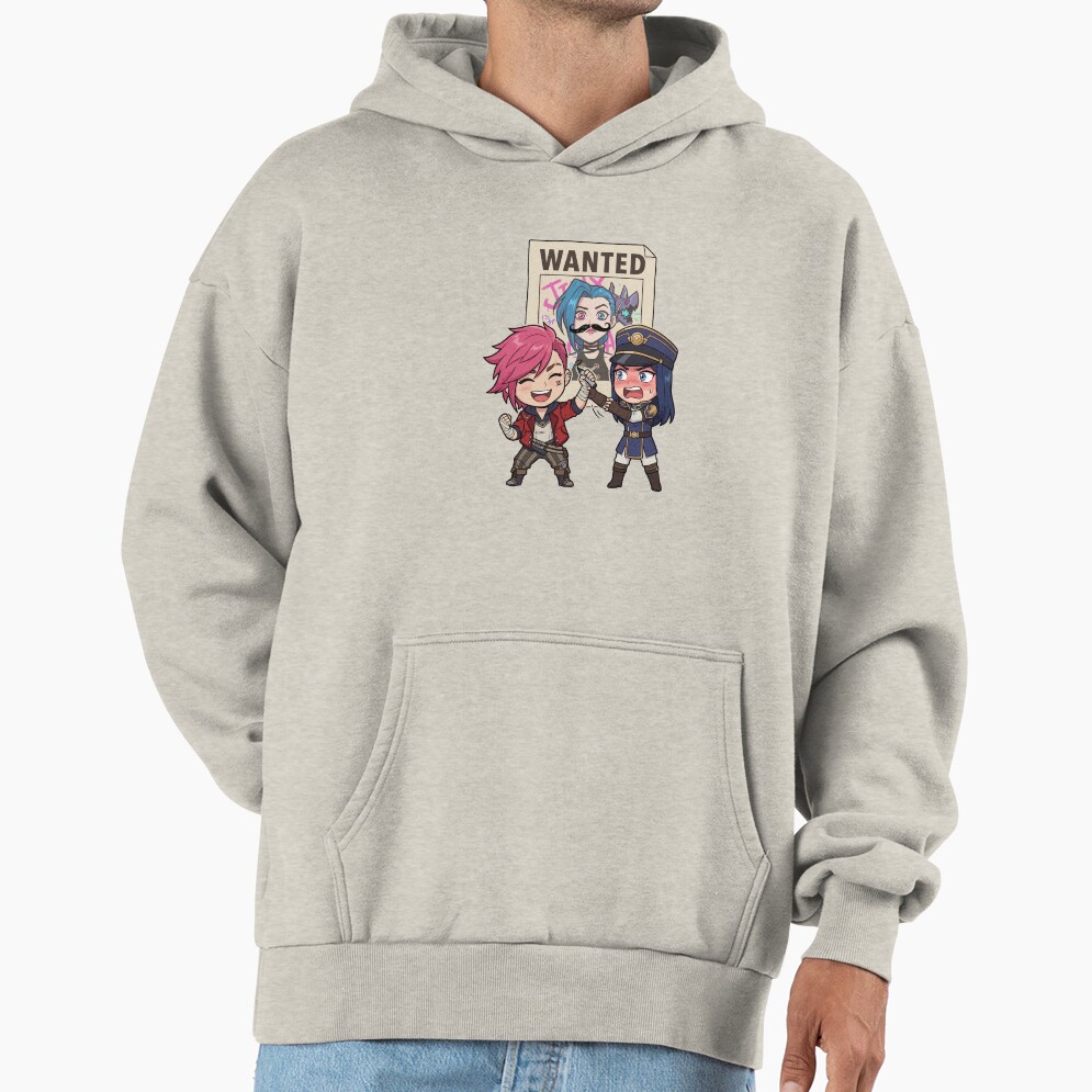 Arcane Vi And Caitlyn Wanted Jinx Poster Funny Arcane Fanart Hoodie - Image 3