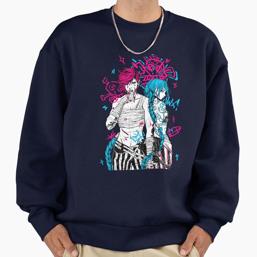 Jinx Vi Arcane Graphic Style Sweatshirt - Image 5