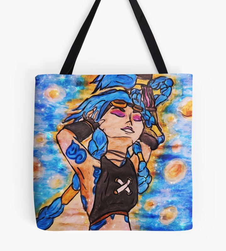 Jinx Powder Watercolour Fanart Arcane Starry Night Tote Bag