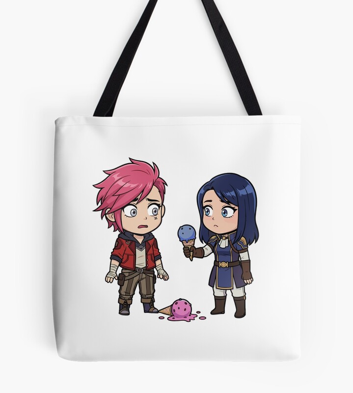 Sweet Chibi Vi And Caitlyn Arcane Ice Cream Moment Tee Tote Bag