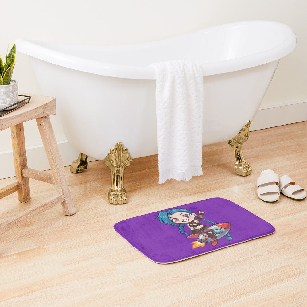 Chibi Jinx Arcane Riding A Rocket Bath Mat - Image 2
