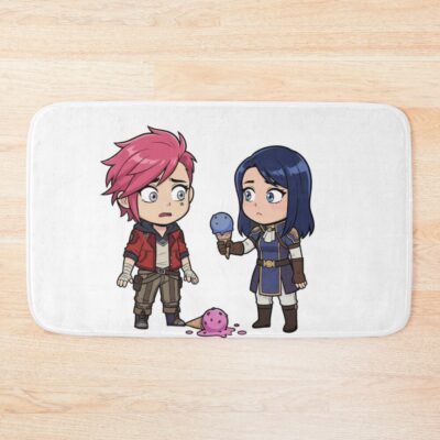 Sweet Chibi Vi And Caitlyn Arcane Ice Cream Moment Tee Bath Mat