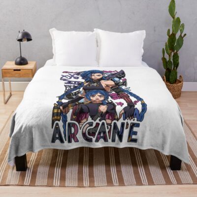 Jinx Arcane Two Versions Throw Blanket