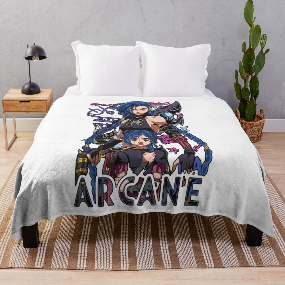 Jinx Arcane Two Versions Throw Blanket