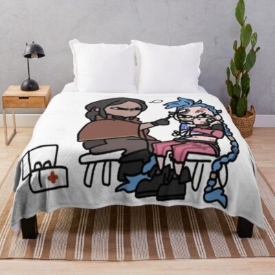 Sevika And Jinx Chibi Throw Blanket