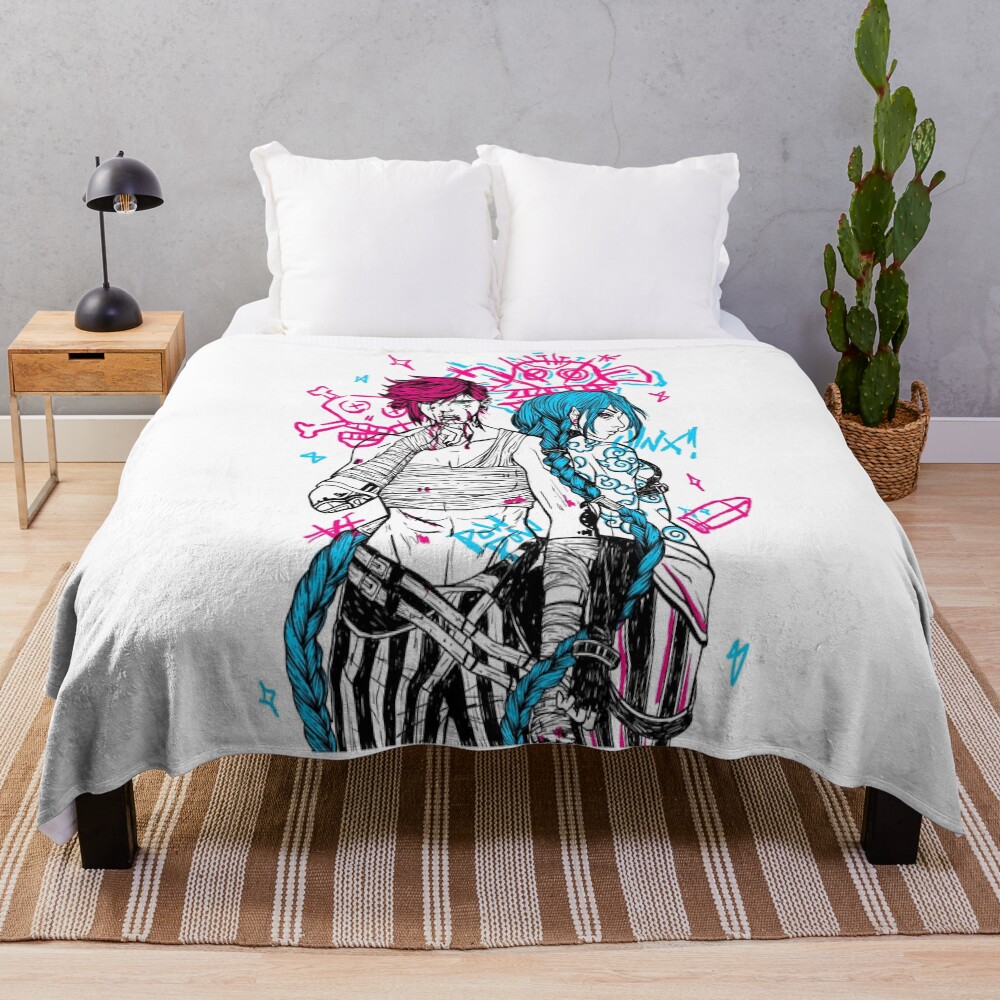 Jinx Vi Arcane Graphic Style Throw Blanket