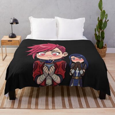 Arcane Vi And Caitlyn Love Scene Cute Cupcake Moment Throw Blanket