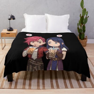 Cute Vi And Caitlyn From Arcane Boba Date Tee Throw Blanket