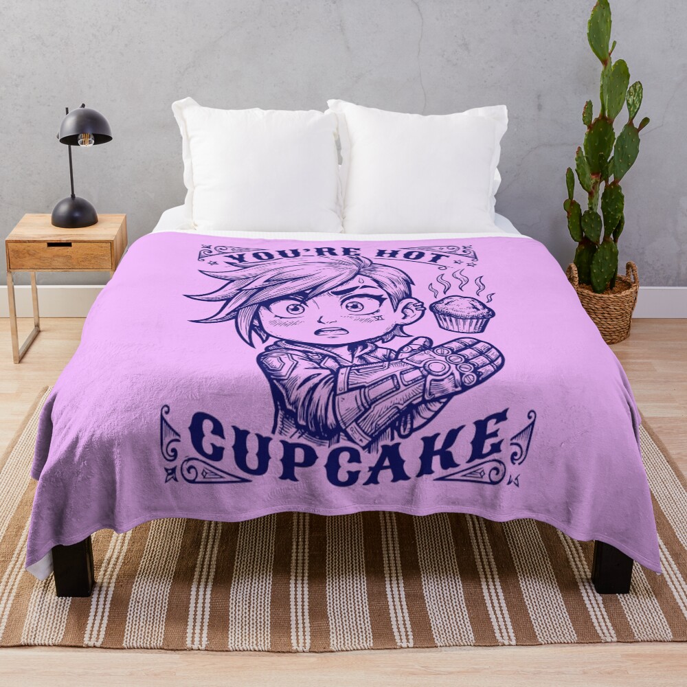 Vi Chibi Vintage Art Design You Re Hot Cupcake Arcane Throw Blanket