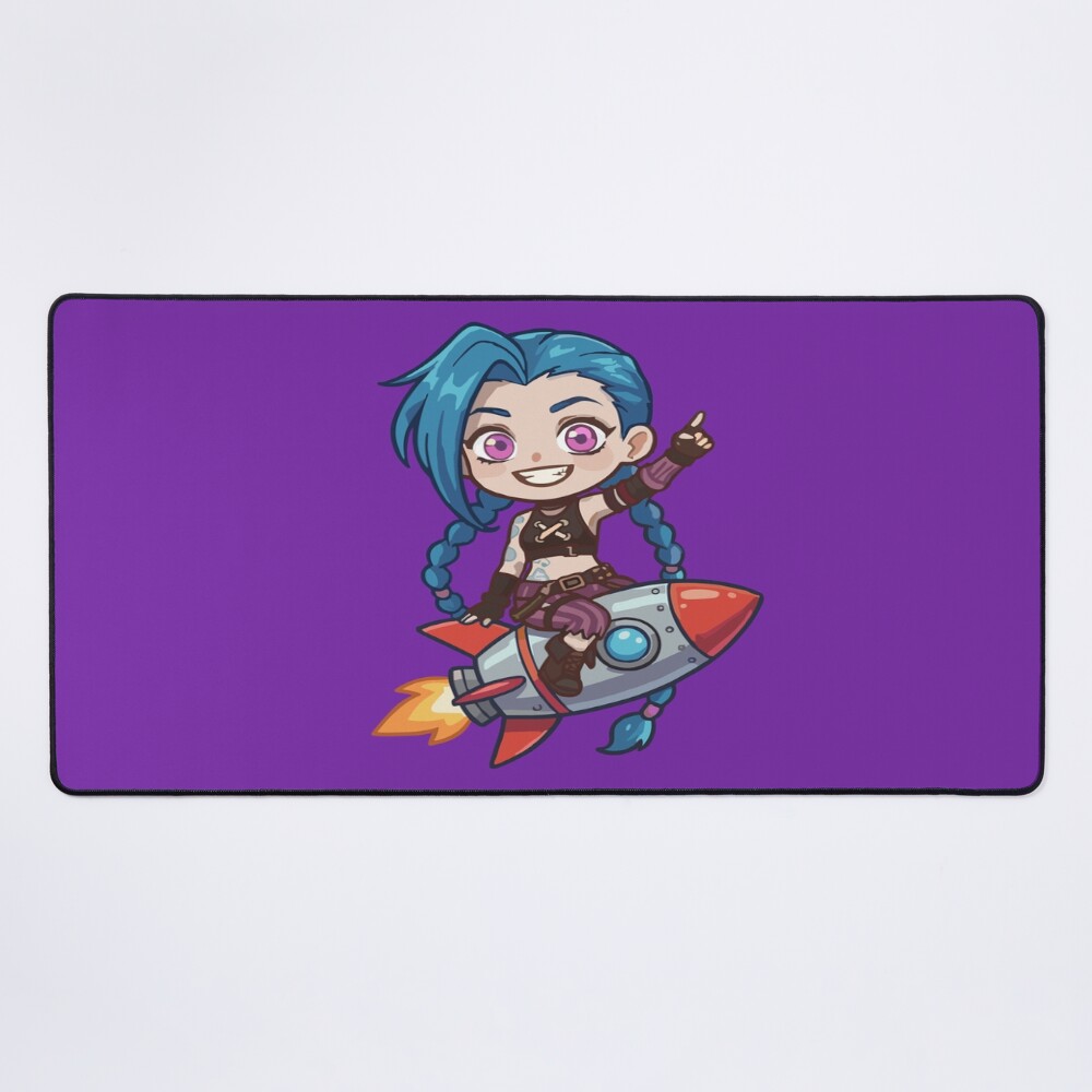 Chibi Jinx Arcane Riding A Rocket Mouse Pad