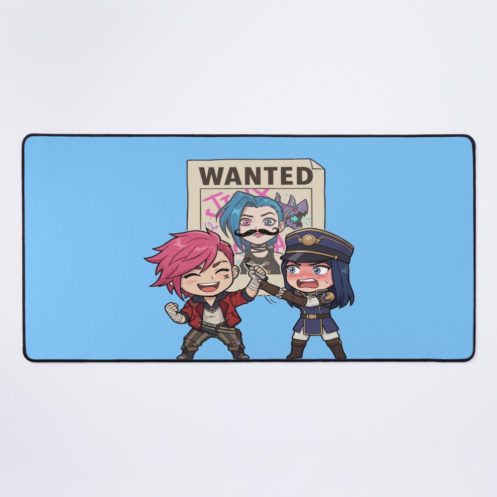 Arcane Vi And Caitlyn Wanted Jinx Poster Funny Arcane Fanart Mouse Pad