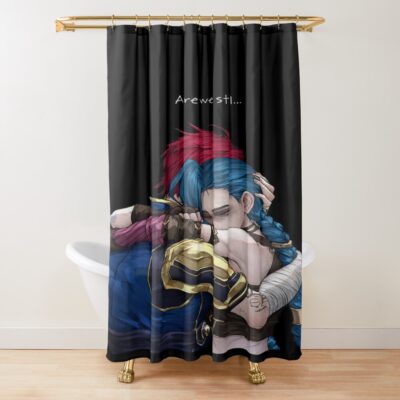 Jinx And Vi Hug Together Shower Curtain