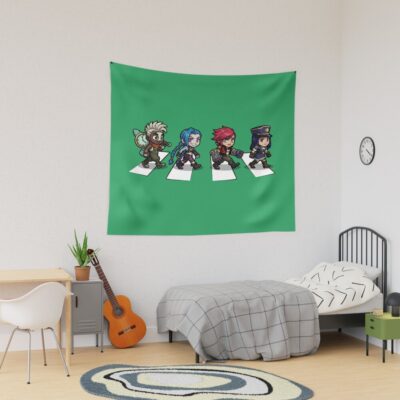 Arcane Chibi Crossover Abbey Road Style Tapestry