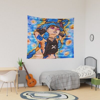 Jinx Powder Watercolour Fanart Arcane Starry Night Tapestry