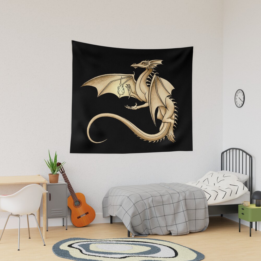 Arcane Golden Dragon Tapestry