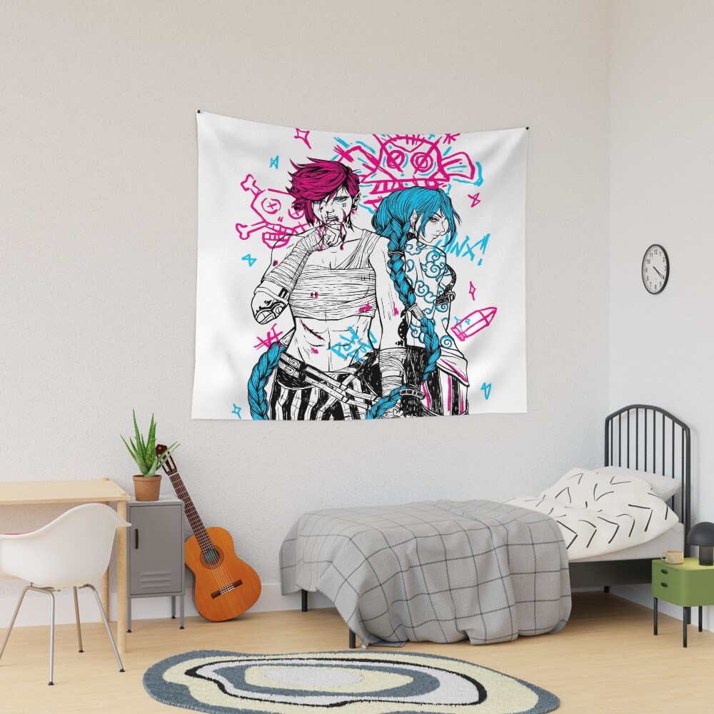 Jinx Vi Arcane Graphic Style Tapestry