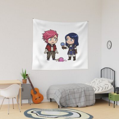Sweet Chibi Vi And Caitlyn Arcane Ice Cream Moment Tee Tapestry