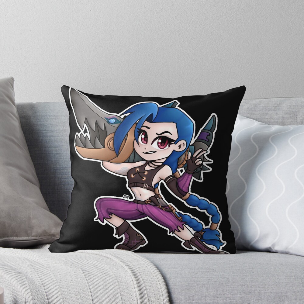 Jinx Arcane Chibi Throw Pillow