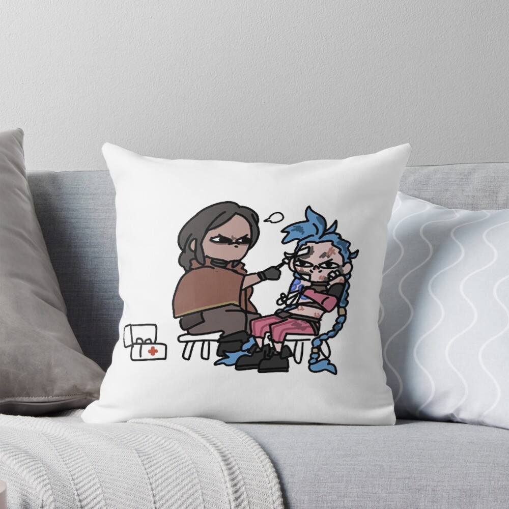 Sevika And Jinx Chibi Throw Pillow