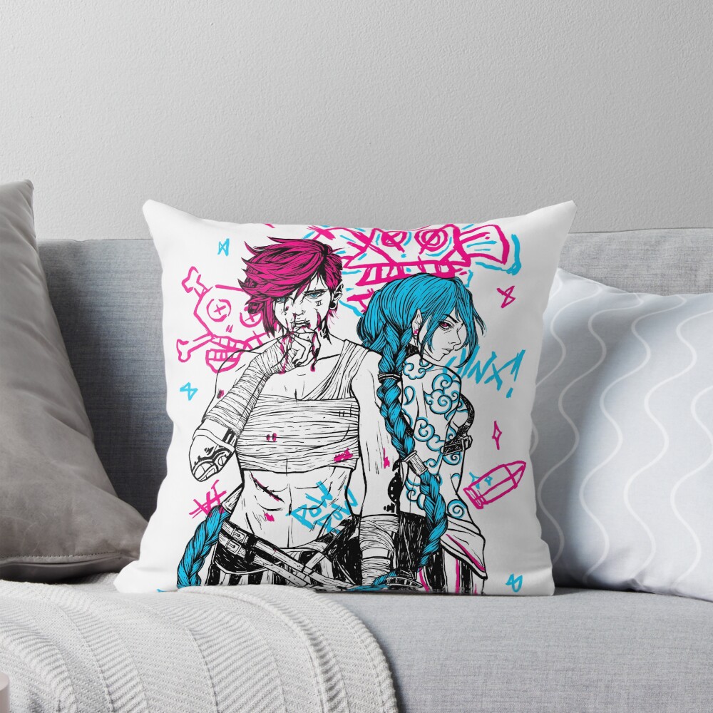 Jinx Vi Arcane Graphic Style Throw Pillow